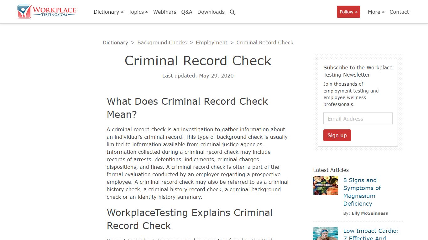 What is a Criminal Record Check? - Definition from WorkplaceTesting